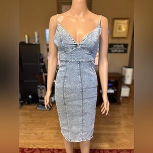 Angel Biba Acid-Wash Midi Bodycon Dress size S